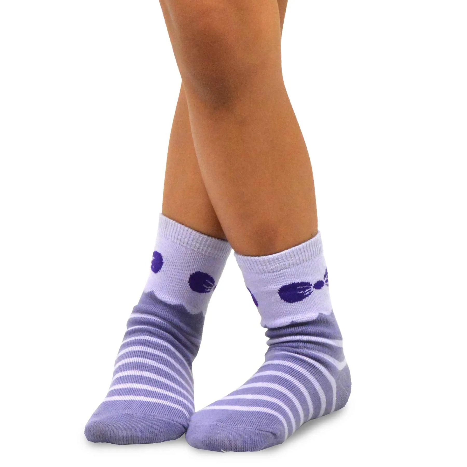 TeeHee Socks Kid's Casual Cotton Short Crew Stripes and Bow 6-Pack (70682)