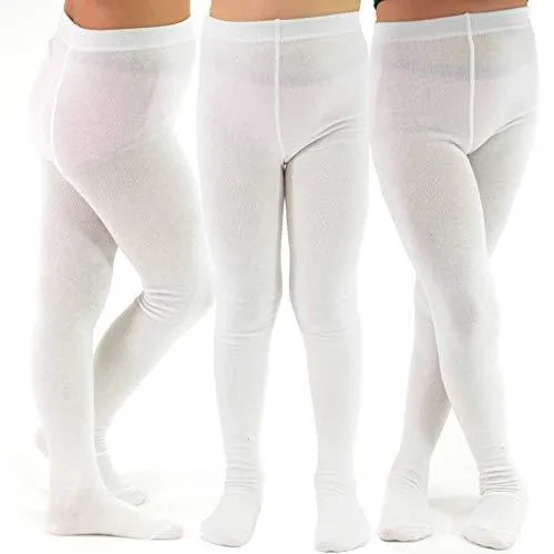 TeeHee Socks Kid's Casual Cotton Tights White 3-Pack (T1565)