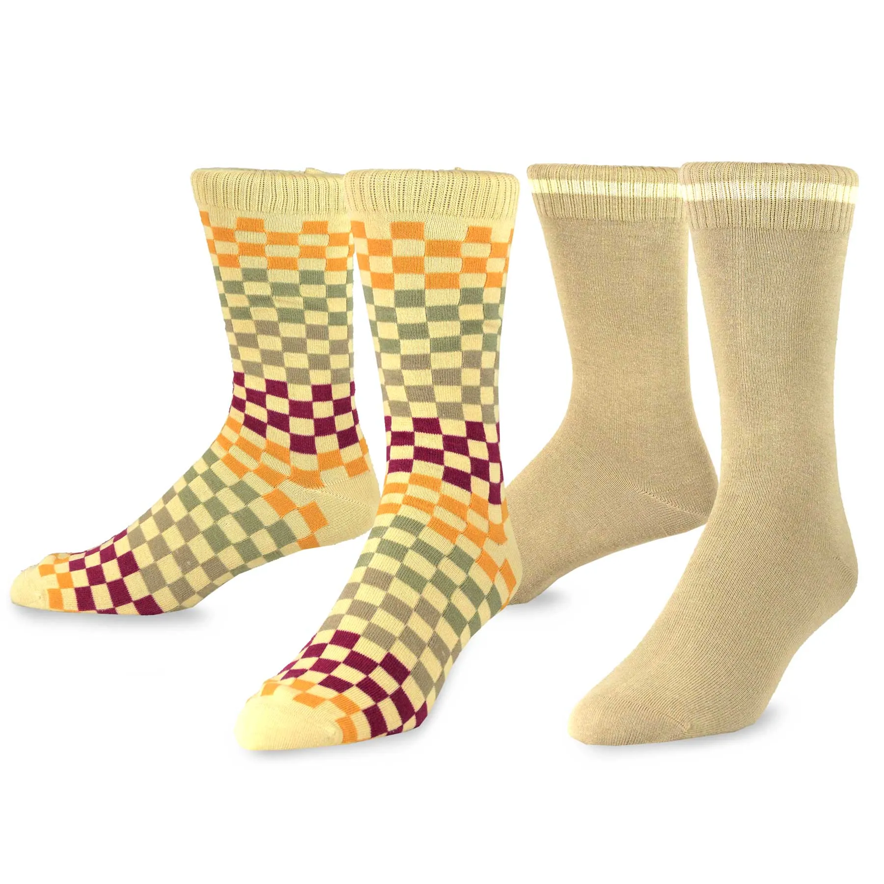 TeeHee Socks Men's Casual Cotton Crew Colorblock Stripe 6-Pack (50388)