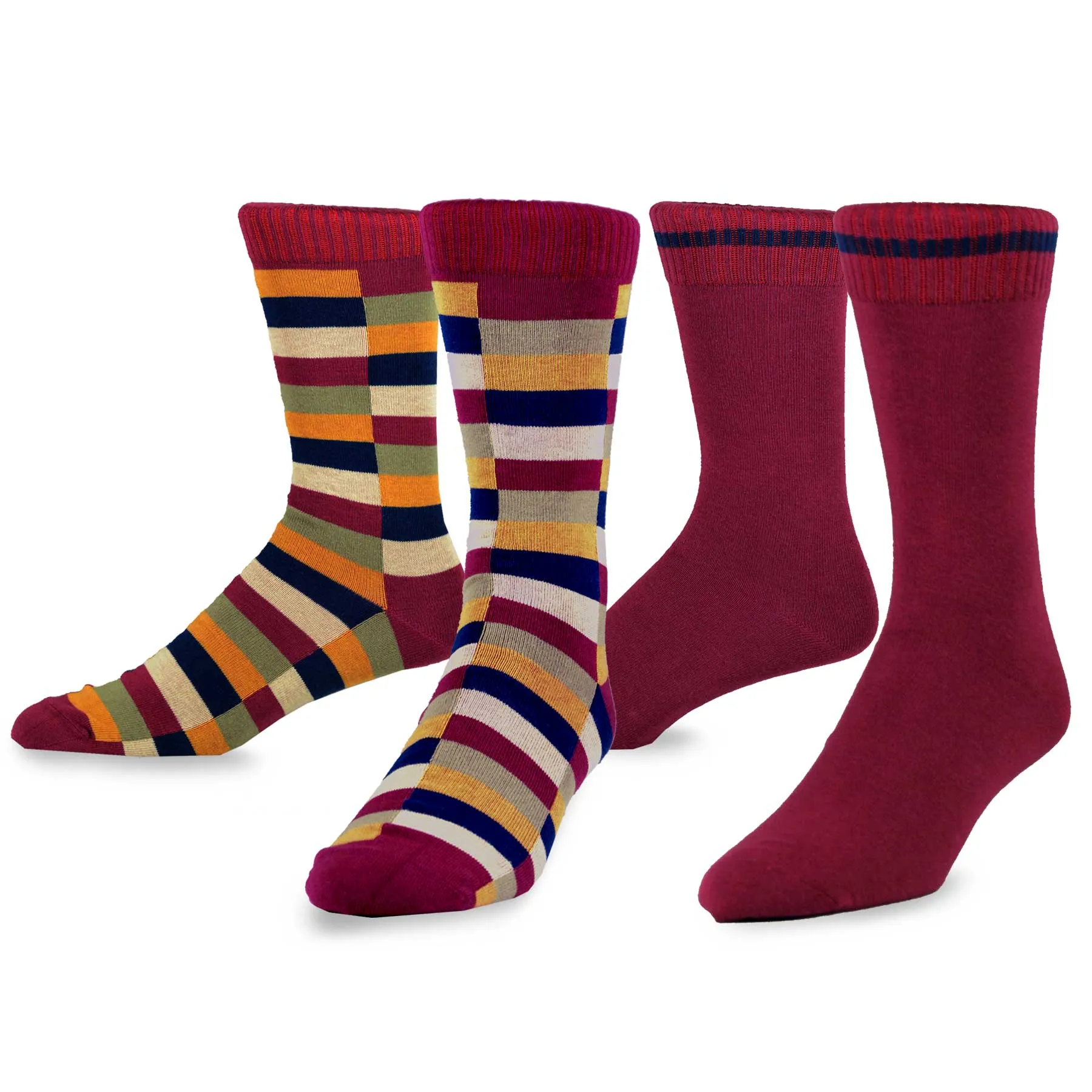 TeeHee Socks Men's Casual Cotton Crew Colorblock Stripe 6-Pack (50388)