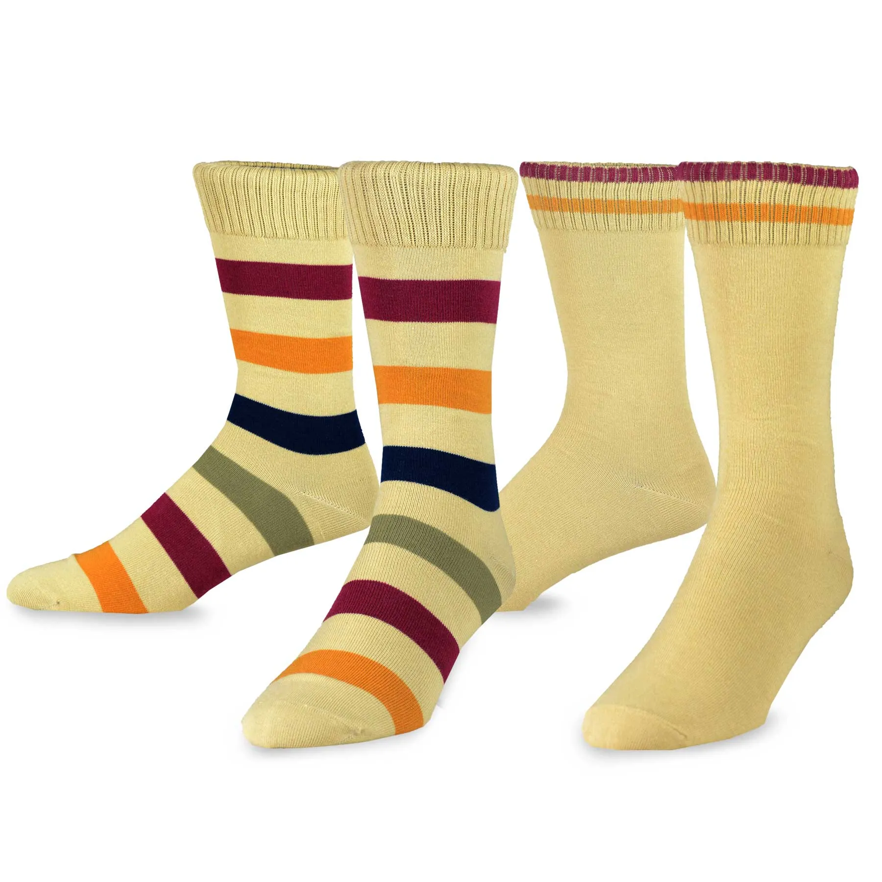 TeeHee Socks Men's Casual Cotton Crew Colorblock Stripe 6-Pack (50388)