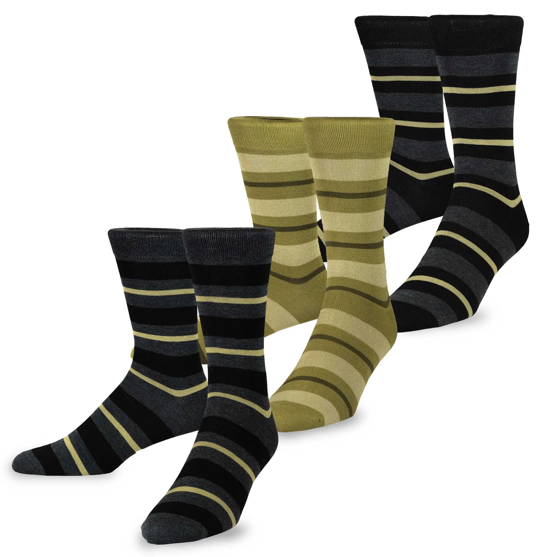 TeeHee Socks Men's Casual Cotton Crew Multi Stripe 3-Pack (50459)