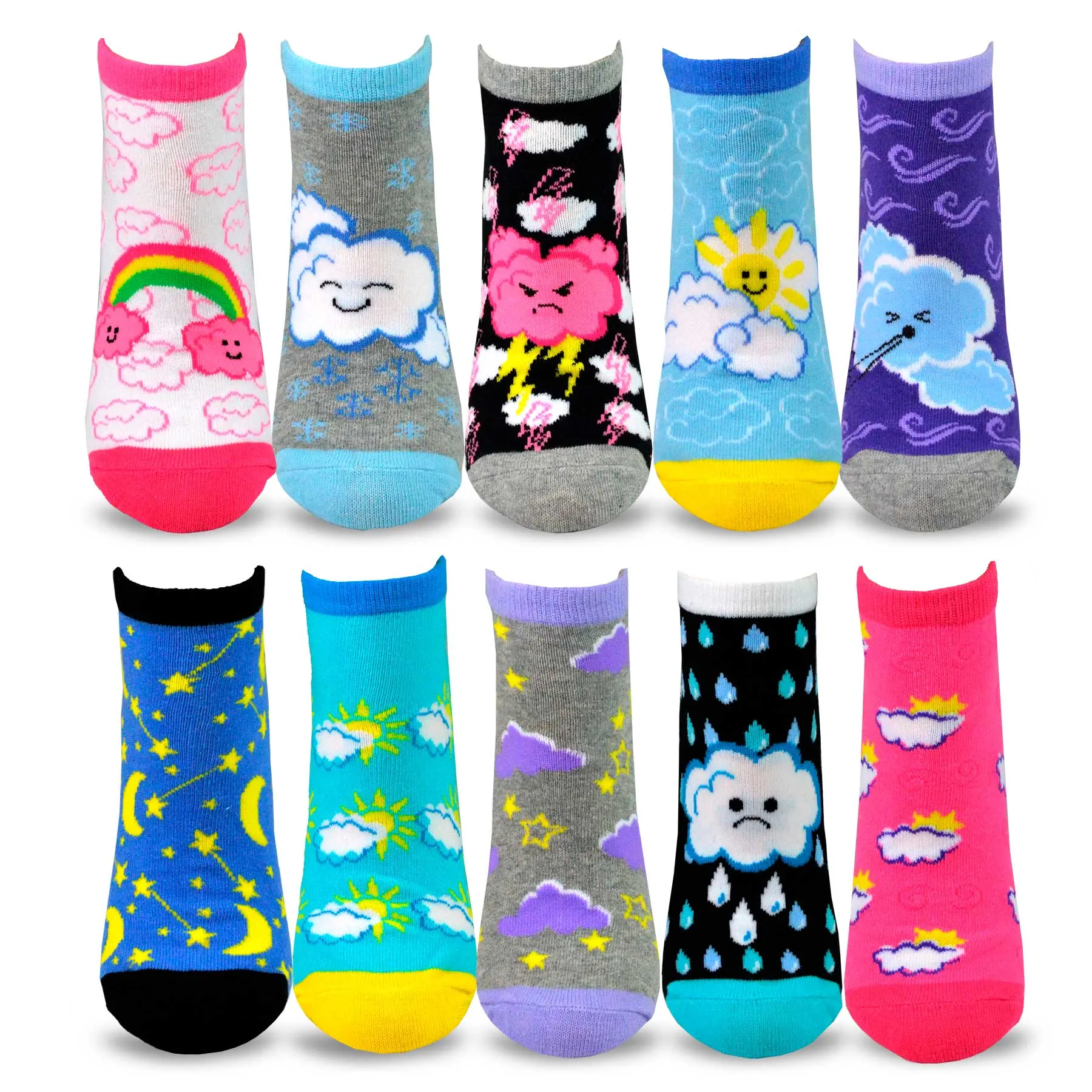 TeeHee Socks Women's Casual Cotton No Show Weather 10-Pack (12093)