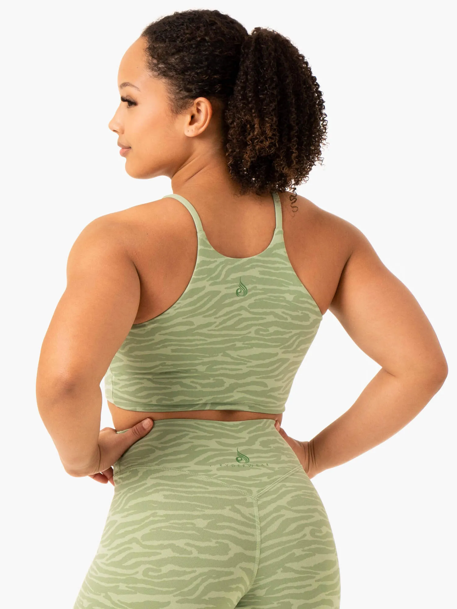 Transform Reversible Sports Crop - Jade Green Zebra