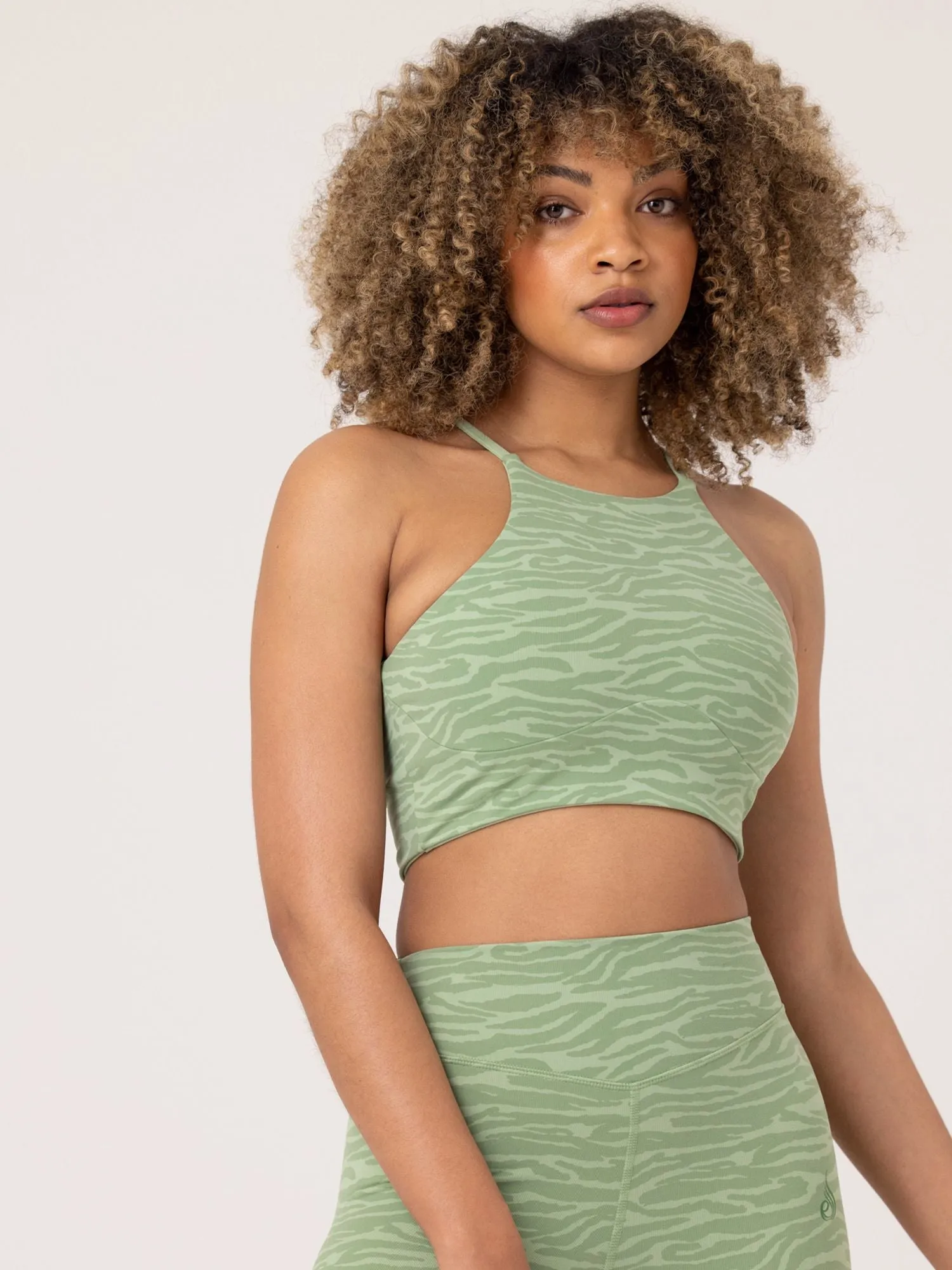 Transform Reversible Sports Crop - Jade Green Zebra