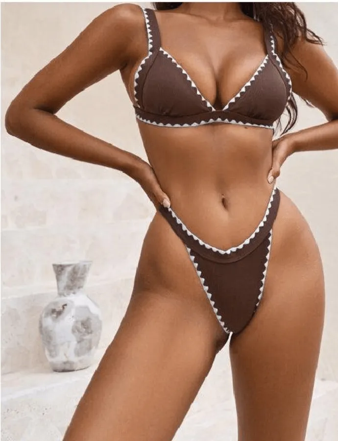 TRIANGLE CHOCOLATE BROWN BIKINI SET - BROWN