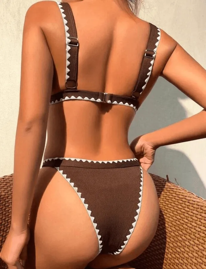 TRIANGLE CHOCOLATE BROWN BIKINI SET - BROWN