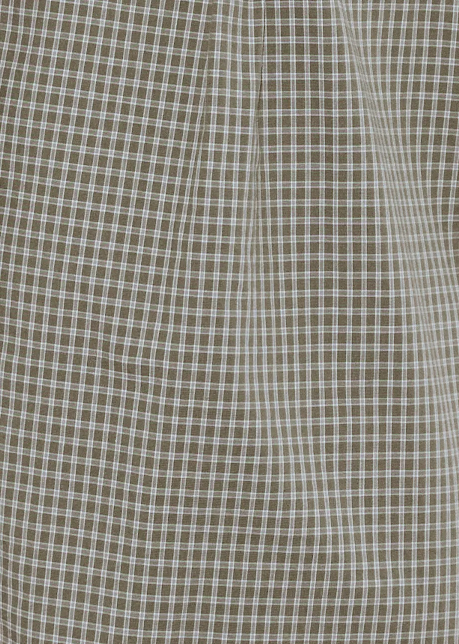 Tuck Tie Dress - Khaki Check