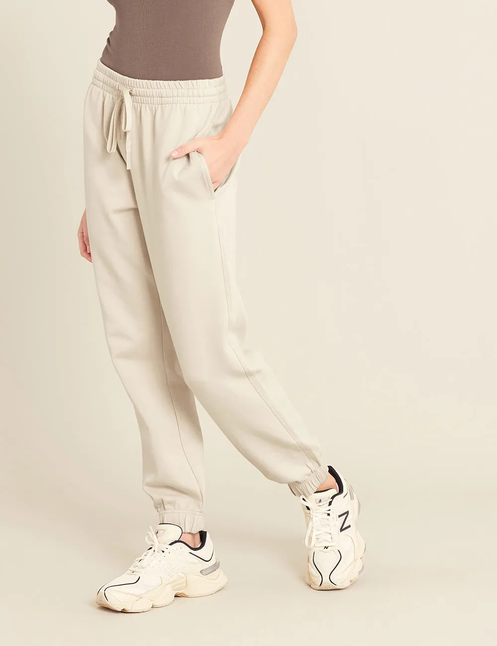 Unisex Cuffed Sweat Pants - Sand