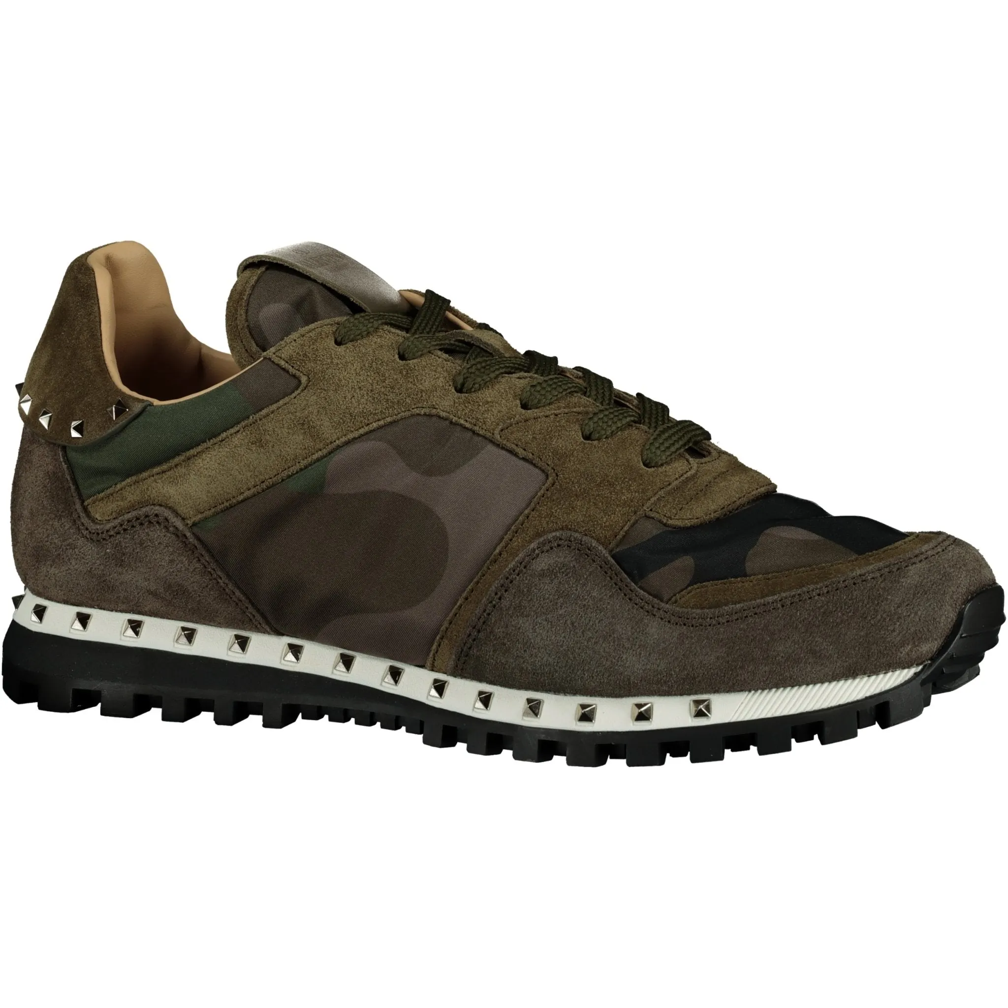 VALENTINO  CAMO ROCKSTUD TRAINERS KHAKI & BLACK