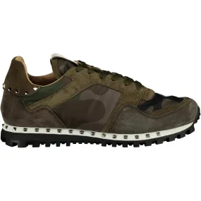 VALENTINO  CAMO ROCKSTUD TRAINERS KHAKI & BLACK