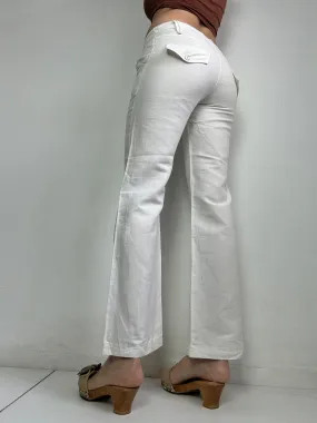 White cream cotton low waist office pants (S/M)