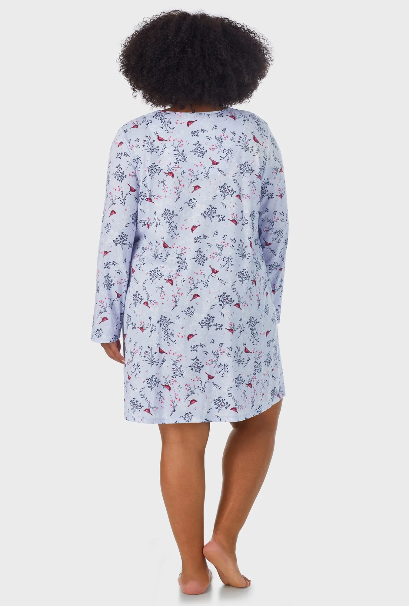 Winter Blue Cardinal Long Sleeve Nightgown