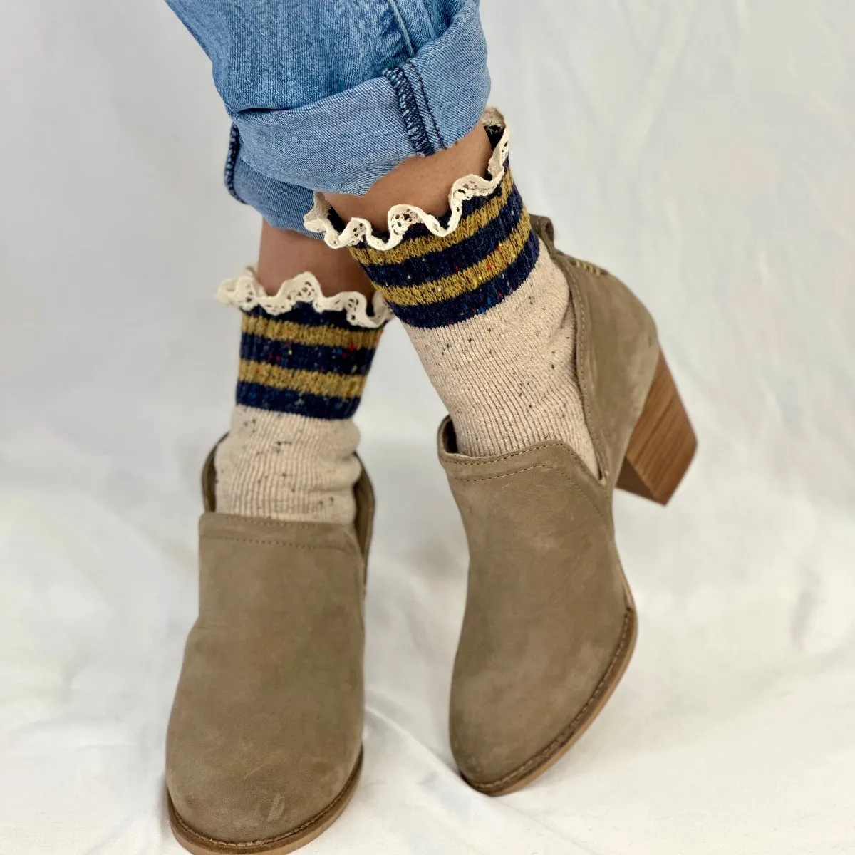 WINTER  striped walking socks - mustard