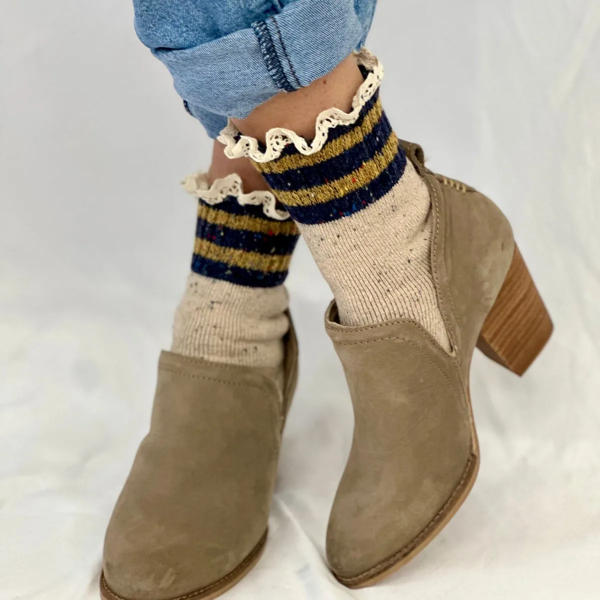 WINTER  striped walking socks - mustard