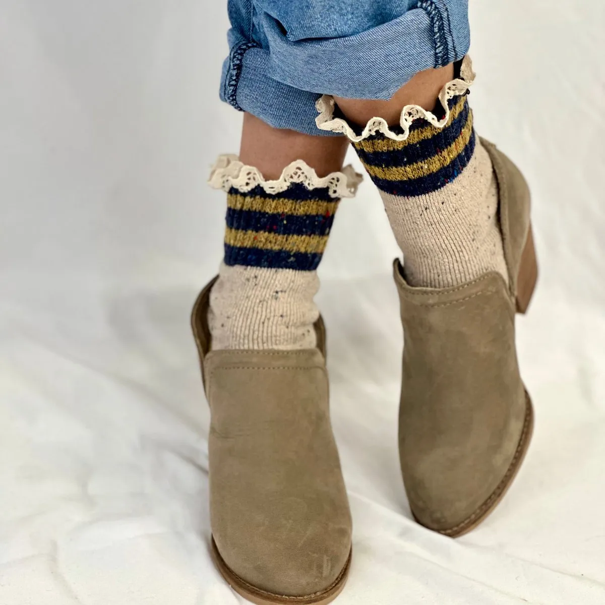 WINTER  striped walking socks - mustard